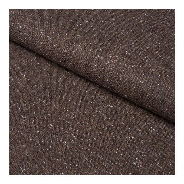Schumacher Clarke Donegal Wool Blend Fabric in Dark Brown For Sale