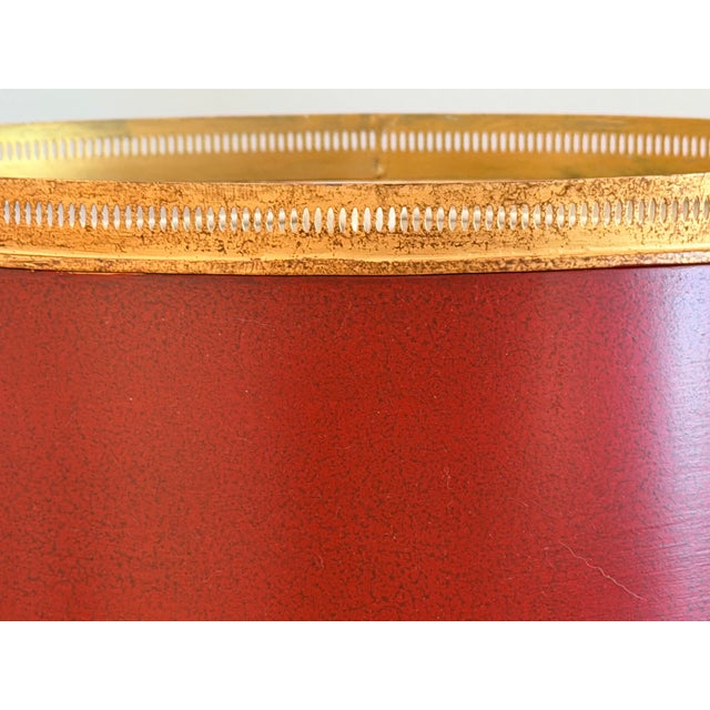 Elegant Red Chinoiserie Table Lamps With Red Tole Shades in the Style of John Rosselli, Pair For Sale - Image 10 of 12