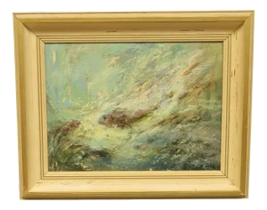 Karolyi, Fish, 1968, Oil on Board, Framed