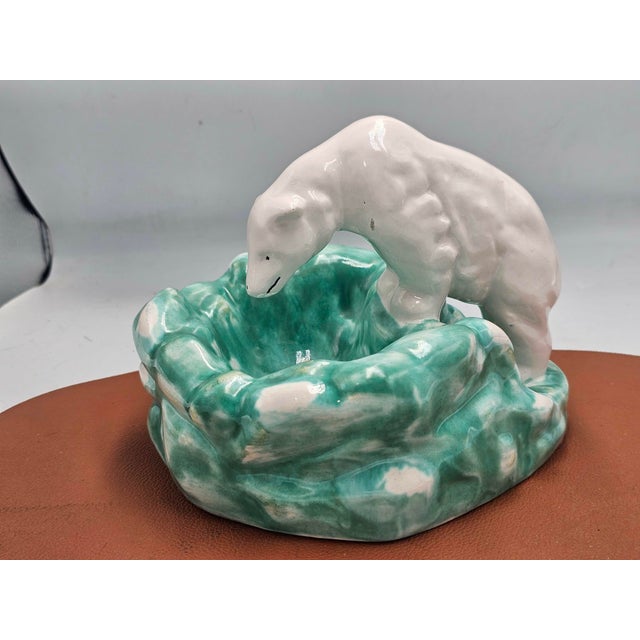Turquoise Art Deco Porcelain Plate Bear by Ditmar Urbach, Czechoslovakia, 1930s For Sale - Image 8 of 8