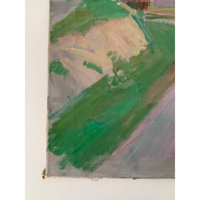 Textile 1960s Kaspar Ilg Oil on Canvas Landscape Painting For Sale - Image 7 of 10