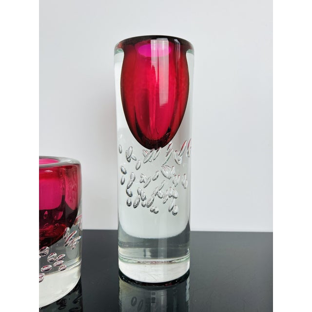 Model 7425 Art Glass Vase and Jardiniere Set by Jaroslav Svoboda for Škrdlovice, Czechoslovakia, 1974, Set of 3 For Sale - Image 6 of 15