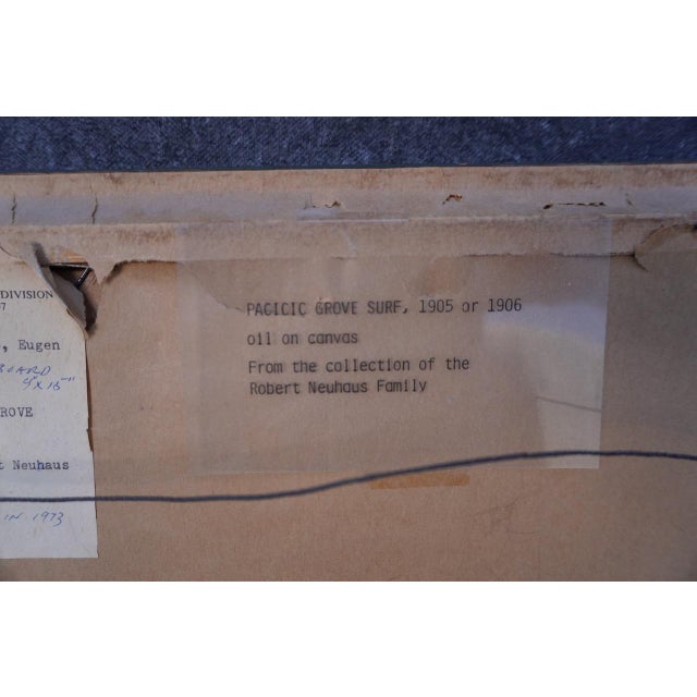 Early 20th Century Pacific Grove Surf c.1914, by Eugen Neuhaus, Oil on Canvas, Framed For Sale - Image 5 of 9