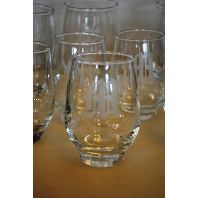 Glass Mid Century Libby "Tempo" Juice & Beverage Glasses Monogram M - Set of 8 For Sale - Image 7 of 8