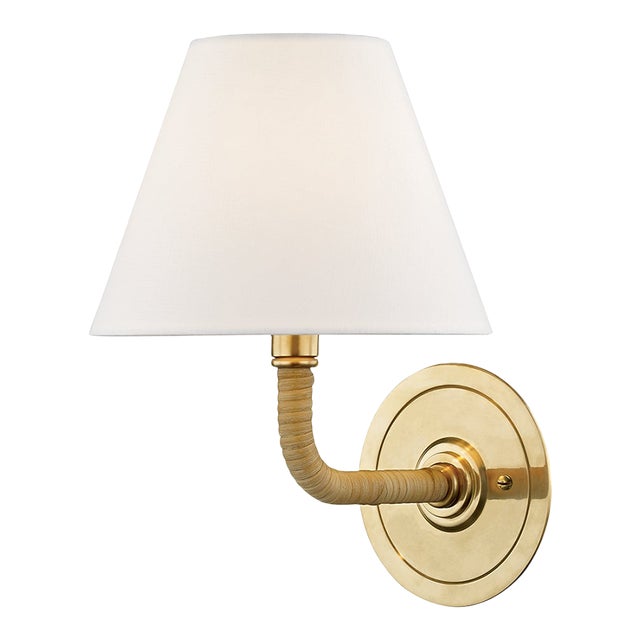 Mark D. Sikes 1 Light Curves No. 1 Wall Sconce, Rattan/Aged Brass For Sale