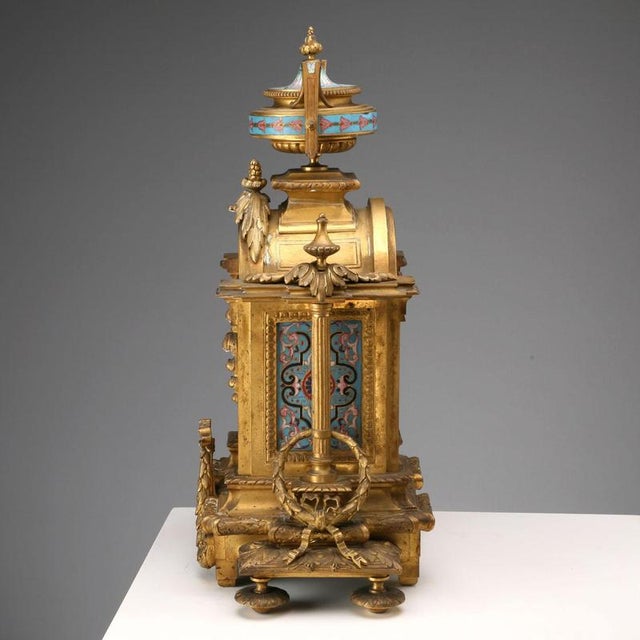 Gilded Bronze and Cloisonné Enamel Table Clock For Sale - Image 6 of 13