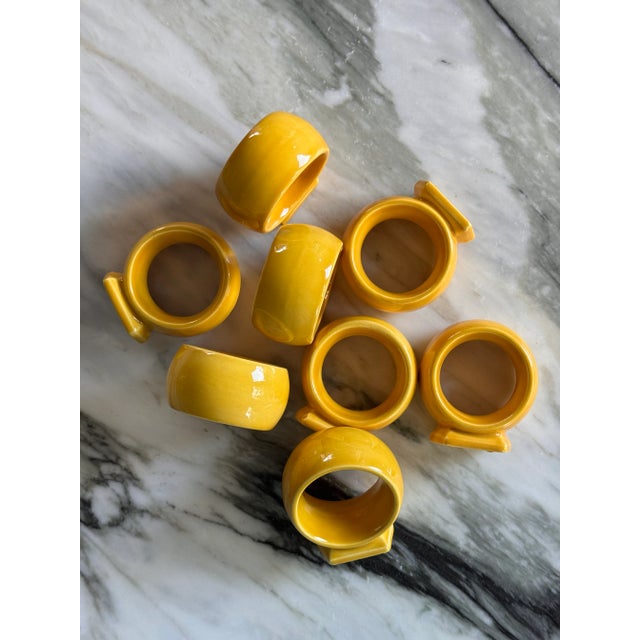 Vintage Italian Yellow Ceramic Napkin Rings - Set of 8 For Sale - Image 12 of 14