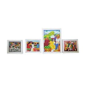 Caribbean Paintings, 1990s, Set of 4