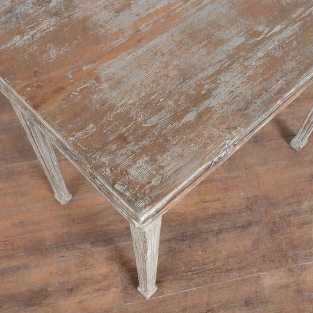 Early 19th Century Swedish Gustavian Original Gray Painted Pine Side Table For Sale - Image 6 of 12