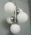 Vintage Italian pendant chandelier with a cluster of five matte white opaline glass globes mounted on chrome structure /...