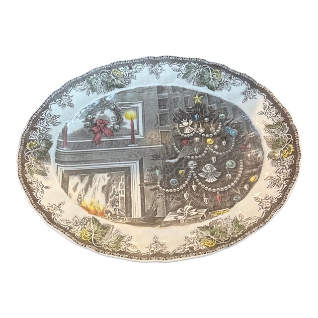 1990s Johnson Brothers Friendly Village Christmas Platter For Sale