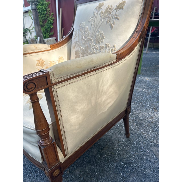 Mid-Century Louis XVI Revival Bergère Armchairs - A Pair For Sale - Image 15 of 17