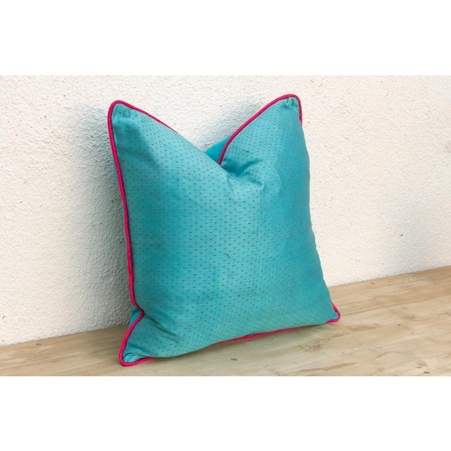 Traditional Neelam Blue Dotted Ahir Handloom Pillow For Sale - Image 3 of 6