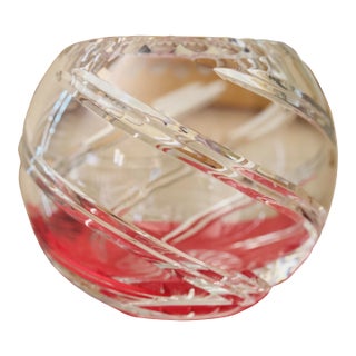 Vintage Bombay Crystal Rose Bowl or Vase For Sale