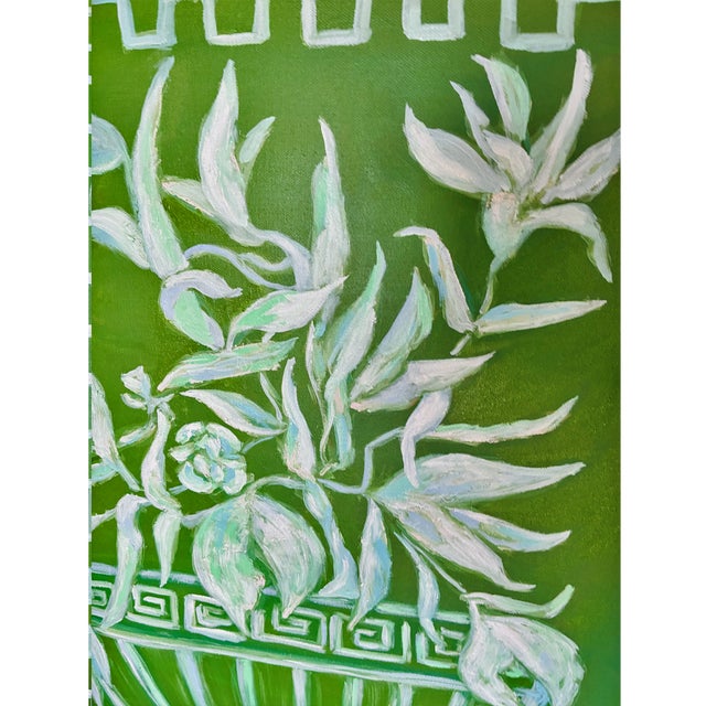 Chinoiserie Original Chinoiserie Floral Urn Painting, Oil on Canvas, 24" X 30" by Tatiana Duperault For Sale - Image 3 of 6
