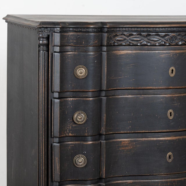 Late 18th Century Black Rococo Oak Chest of Five Drawers, Denmark For Sale - Image 4 of 13