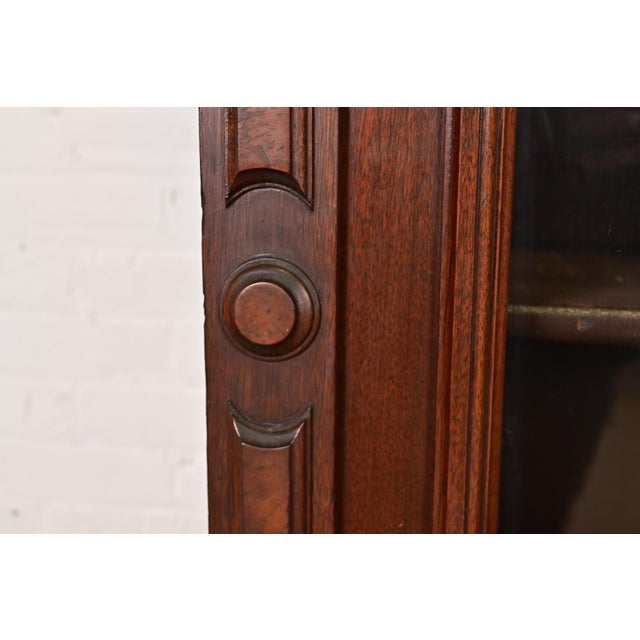 Herter Brothers Style Antique Eastlake Victorian Carved Walnut and Burl Wood Bookcase, Circa 1880s For Sale - Image 9 of 14