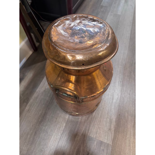 Antique English Copper Dairy Milk Churn by United Dairies Wholesale Ltd. For Sale - Image 9 of 12