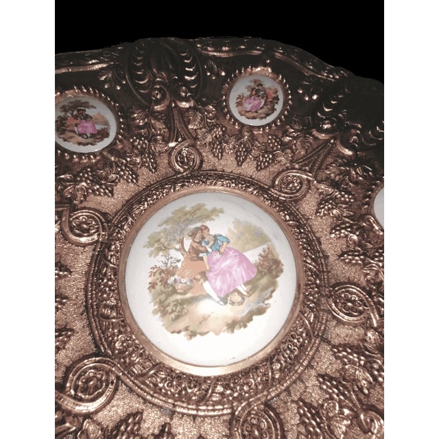 Bronze Plate with Ceramic Cameos, 1950s For Sale - Image 3 of 8