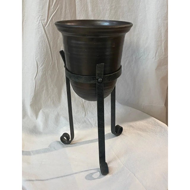 Sarreid Ltd. Cachepot Brown Planter Vintage Showroom Sample For Sale - Image 4 of 8