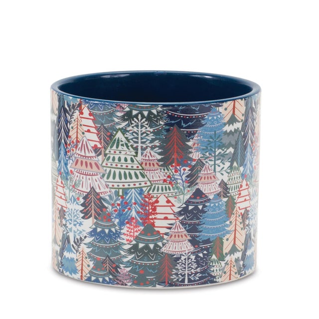 Kenneth Ludwig Chicago Berry and Pine Tree Holiday Planter (Set of 4) For Sale - Image 4 of 6