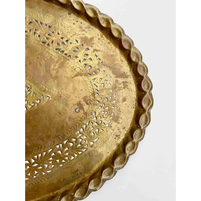 Mid 20th Century Large Brass Tray With Decorative Detail - Vintage For Sale - Image 5 of 6