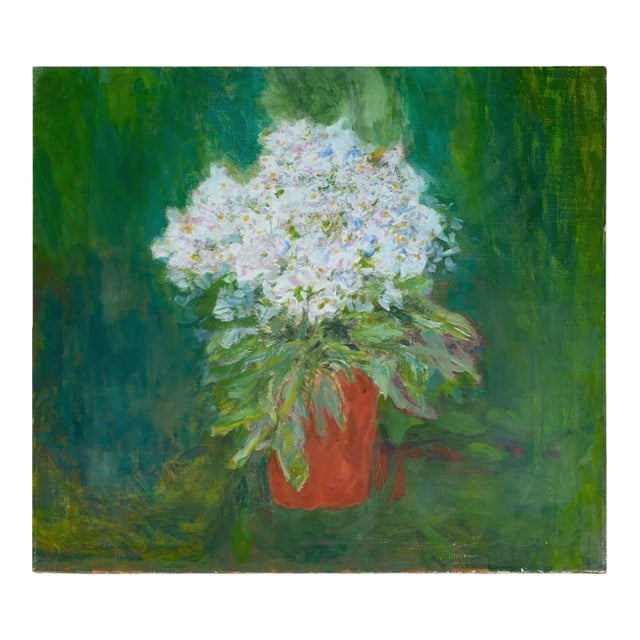 Hydrangea in Red Pot by Jean Hannon For Sale
