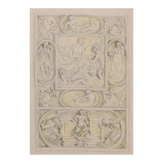 Antique Study Figural Architectural Relief Drawing For Sale