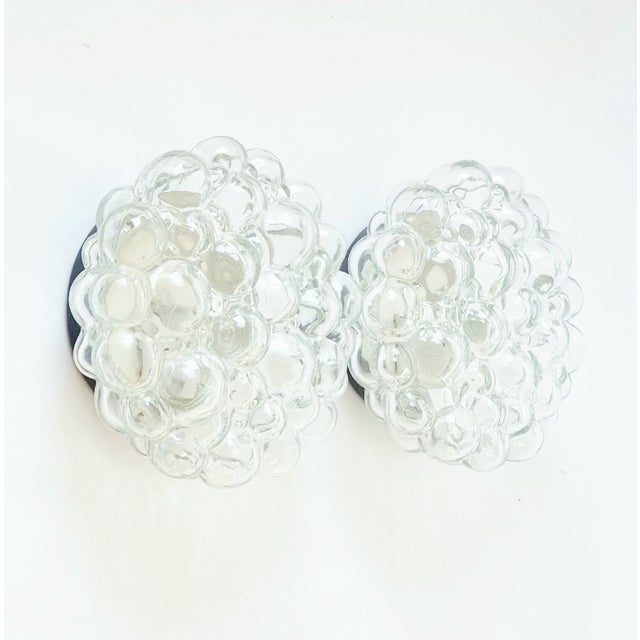 Glashütte Limburg 1960s Mid Century Modern Glass Flush Mount & 2 Wall Lights by Helena Tynell for Limburg, Germany - Set of 3 For Sale - Image 4 of 11