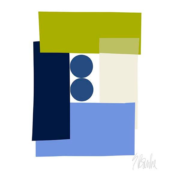 Blue Green Tuxedo Fine Art Print 16" X 20" by Liz Roache For Sale