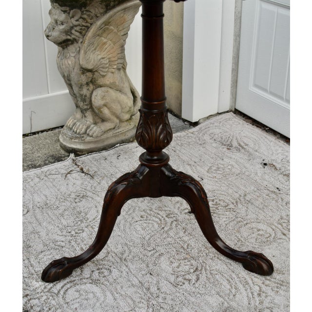 Mahogany Tilt Top Table Vintage Chippendale Pie Crust Edge Pedestal 3 Leg For Sale - Image 10 of 13