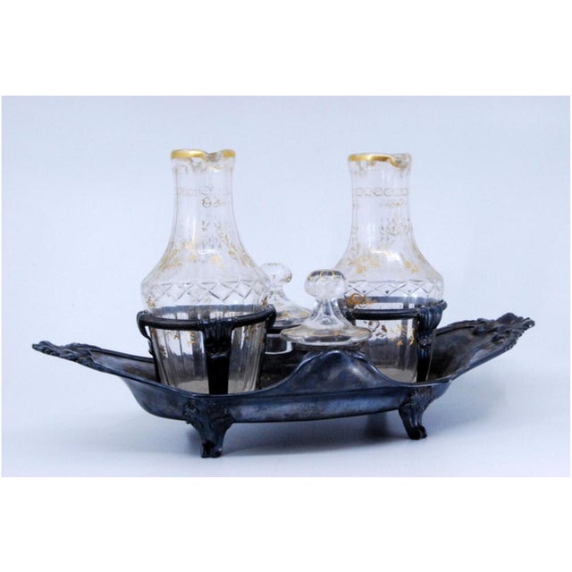 Silver Structure and Glass Cruet Set with Gold Accents, Set of 3 For Sale - Image 9 of 10
