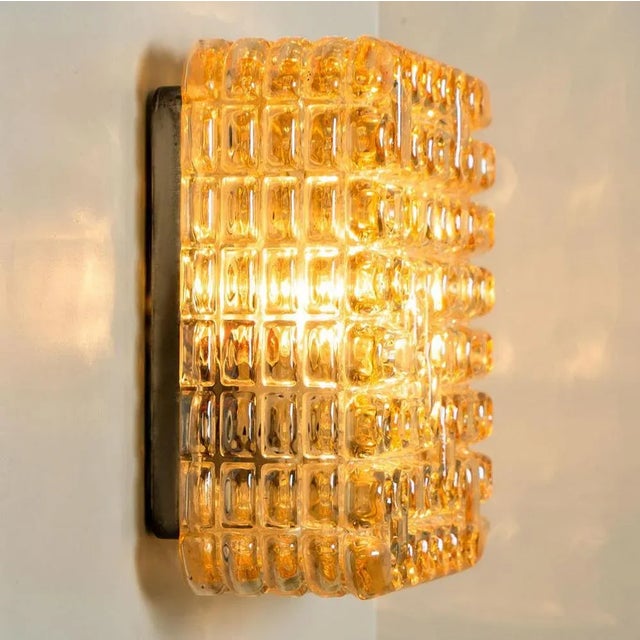 Metal Square Textured Glass Wall Light, Germany, 1960s For Sale - Image 7 of 12