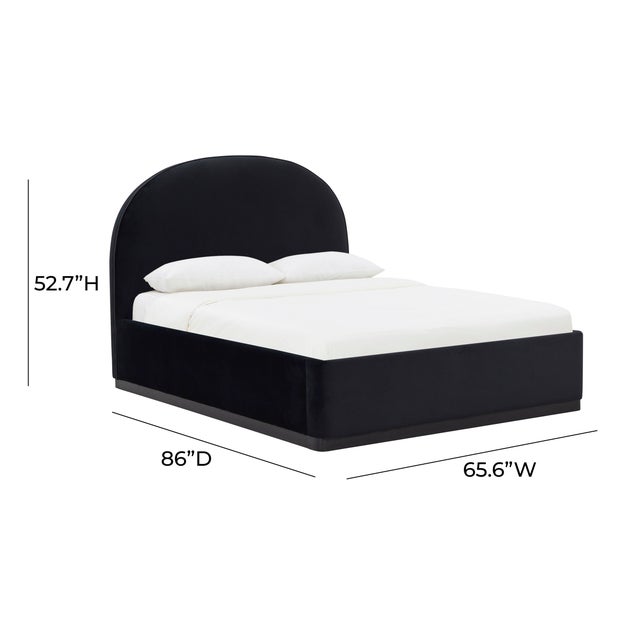 Marlow Performance Velvet Queen Bed, Black For Sale - Image 9 of 11