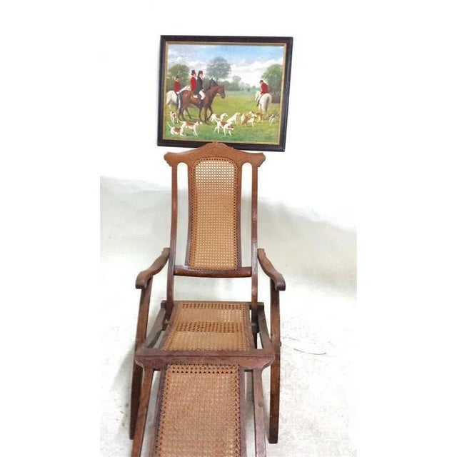 Victorian Antique Folding Luxury Wood Cane Steamer Deck Chair, Circa 1890, England From a Luxury Ocean Liner t For Sale - Image 3 of 6