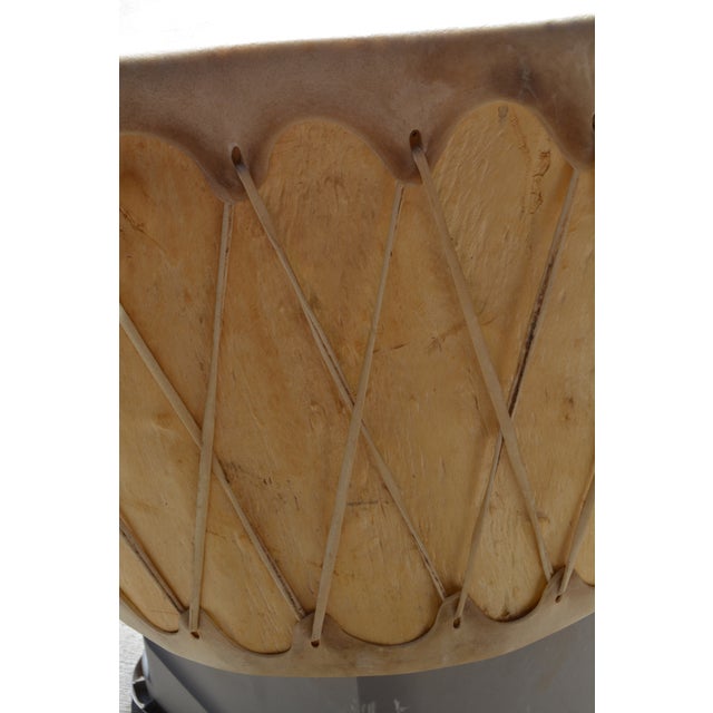 Set of 2, 1970s Native American Style Pow Pow Taos Pueblo Rawhide / Skin & Wood Large Round Drum & Mallet For Sale - Image 6 of 15