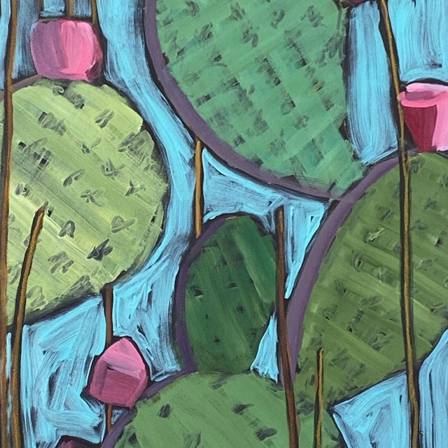 2020s Original Framed Cactus Painting "Nopalitos 1" – Contemporary Southwestern Art For Sale - Image 5 of 8