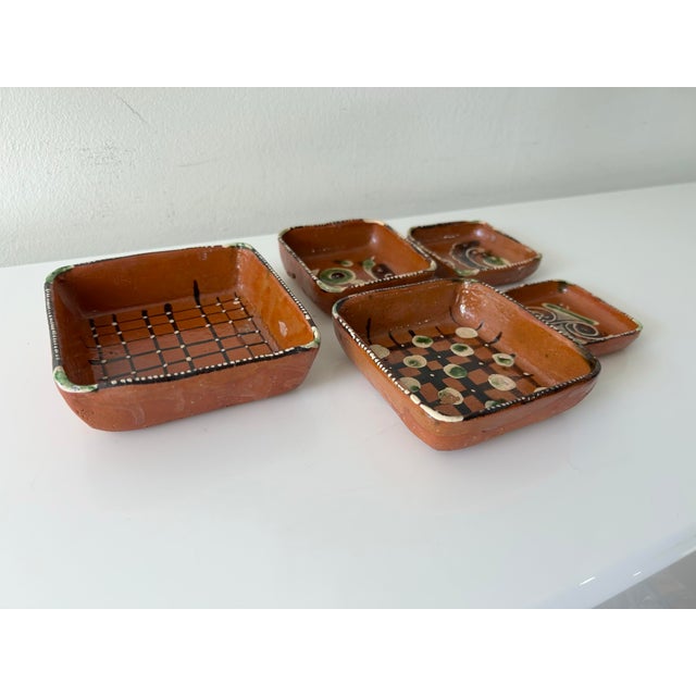 Vintage Boho Clay Mexican Redware Folk Pottery Nesting Dishes - Set of 5 For Sale In Miami - Image 6 of 7