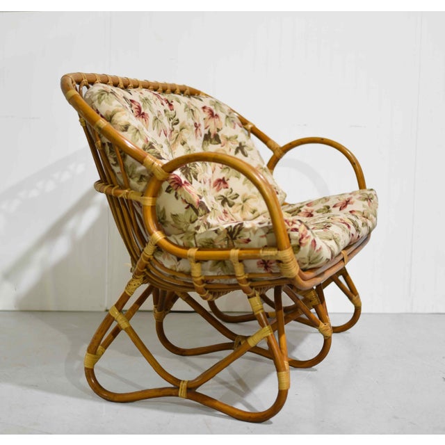 Mid 20th Century Vintage Palm Beach 2 Strand Rattan Bamboo Loveseat in the Style of Franco Albini For Sale - Image 5 of 13