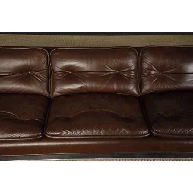 Warren Platner Walnut and Leather Floating Case Sofa for Lehigh Leopold, C. 1970 For Sale - Image 10 of 17