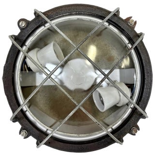 Industrial Black Cast Iron Wall or Ceiling Light from Elektrosvit, 1960s For Sale