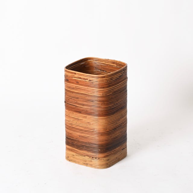 Italian Organic Curved Rattan Umbrella Stand by Franco Albini for Vivai Del Sud, 1970s For Sale - Image 9 of 10