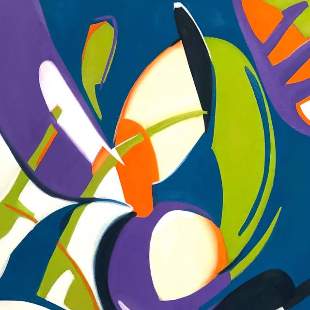 Abstract Secrets of the Peaceful Atom by Amy Hutcheson | Oil on canvas Abstract composition with vibrant colors. For Sale - Image 3 of 5