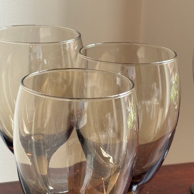 Libbey Glass Co. Mid-20th Century Libbey Mocha Glass Goblets — Set of 6 For Sale - Image 4 of 10