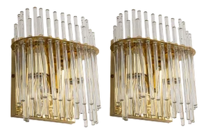 Crystal Rod Sconces Italy, 1970s, Set of 2