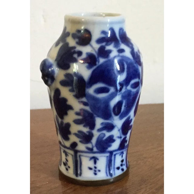 Small 19th Century Chinese Blue & White Meiping Porcelain Vase with Lion Mask Handles For Sale - Image 10 of 11