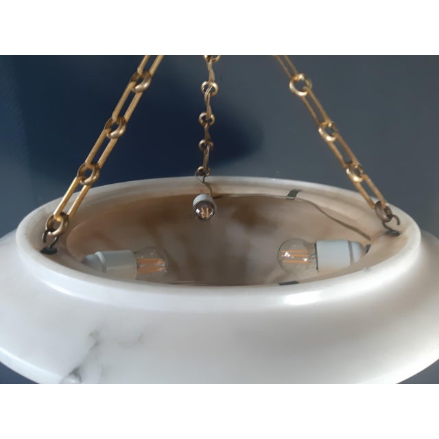 Art Deco Three-Light Alabaster Pendant Lamp, 1920s For Sale - Image 6 of 12