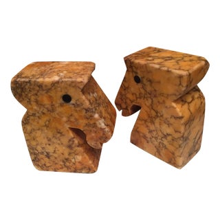 Vintage Alabaster Horse Bookends - Pair For Sale