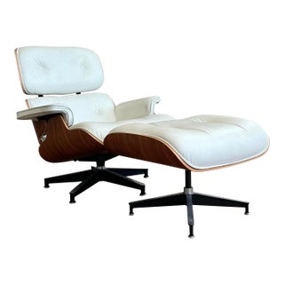Vintage Mid-Century Modern Eames Lounge Chairs and Ottoman For Sale