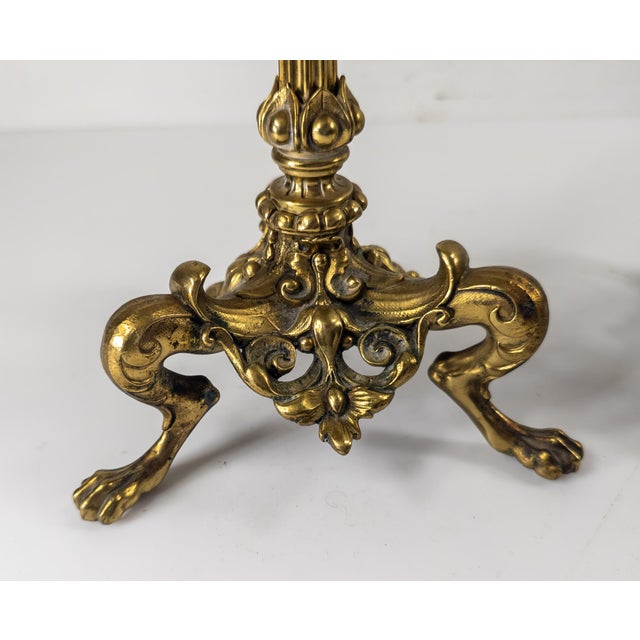 Bronze Early 20th Century Pair of French Art Nouveau Bronze Candlesticks by Victor Paillard Paris For Sale - Image 8 of 14